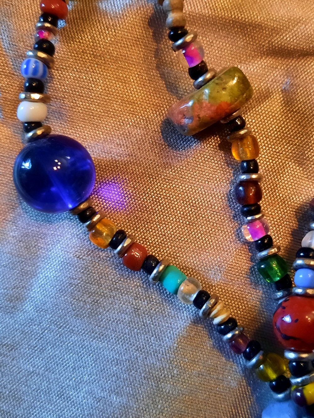 Boho Festival Vibe Multicolor Beaded Triple-Strand Multi-Media Necklace - Picture 4 of 7
